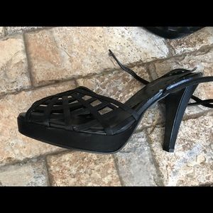 Amanda Smith black caged heels